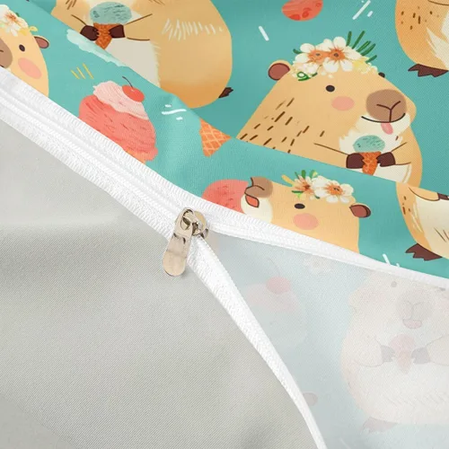 Miniatura 6 de Erosebridal Cute Capybara Duvet Cover Twin Kawaii Capybara Eating Ice Cream Comforter Cover for Kids Teens Cartoon Cute Animals Bedding Set Cake