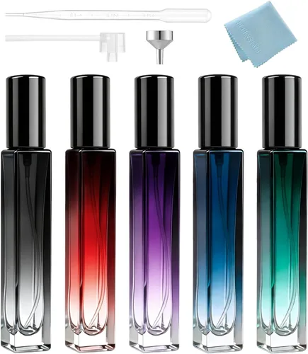 Miniatura 12 de Paquete de 25 botellas de perfume de viaje con atomizador a granel de 0.3 fl oz, botella vacía hidratante (ámbar)