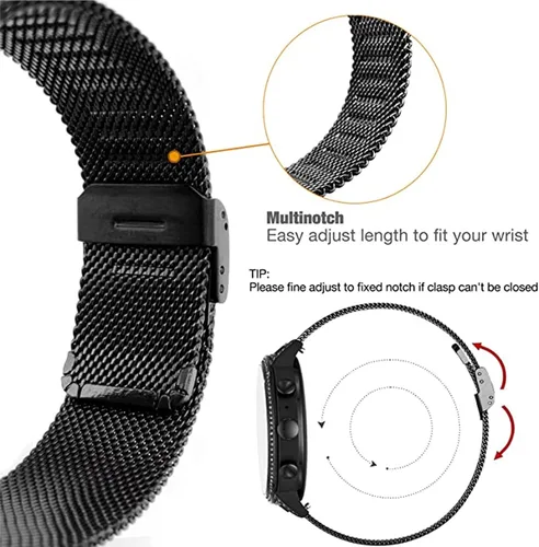 Miniatura 9 de Correa de reloj de 0.866 in de malla de acero inoxidable ajustable compatible con Amazfit Falcon T REX 2 Ultra