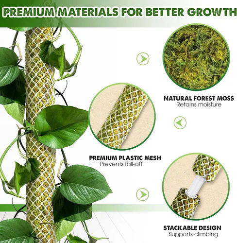 Miniatura 5 de DUSPRO Poste de musgo en malla apilable para plantas de Monstera, estacas de malla para plantas en maceta para plantas de interior, poste de planta