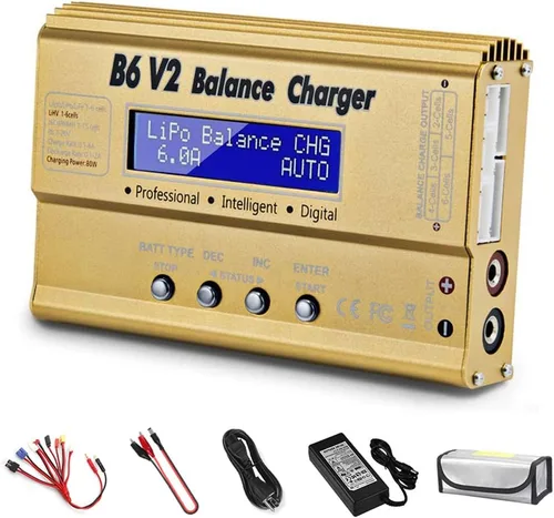 Miniatura 10 de Cargador de batería LiPo con pantalla grande, cargador RC dual, descargador, cargador de equilibrio rápido de 10A para baterías 1-6S LiPo LiHV Gris