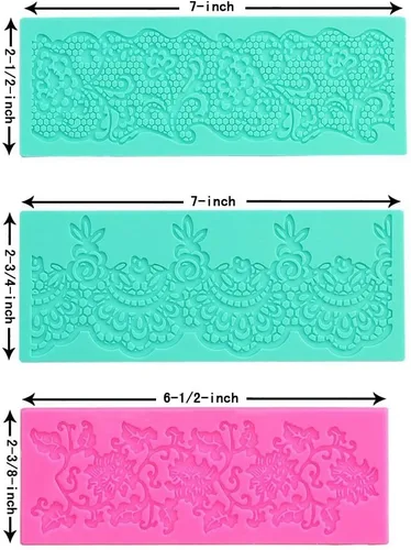 Miniatura 3 de Moldes de fondant de encaje en relieve, múltiples círculos de flores de encaje, herramienta de decoración de pasteles de boda, molde de silicona