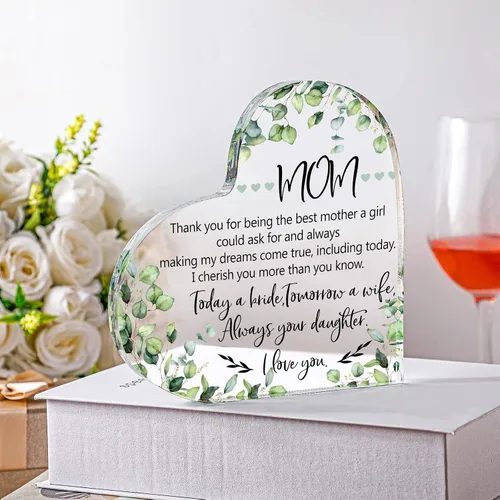 Miniatura 6 de Yalikop Regalos para madre de la novia, recuerdo de corazón acrílico 2026, regalo de boda de parte de la hija "Thank You Being the Best Mom", regalo