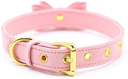 Miniatura 5 de LEWECEEO PU Leather Bow Collar Necklace Choker with Bell Cat Cosplay Kitty Necklace Choker Collar for Women