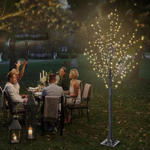 Miniatura 7 de Árbol iluminado con 400 luces LED de 5 pies, incluye luces parpadeantes, abedul LED con temporizador para exteriores, interiores, Pascua, Navidad