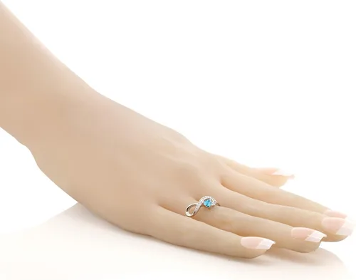 Miniatura 4 de Gem Stone King Anillo infinito de plata de ley 925 con piedra natal Forma de corazón de 0.157 in Anillo de compromiso de boda para mujer
