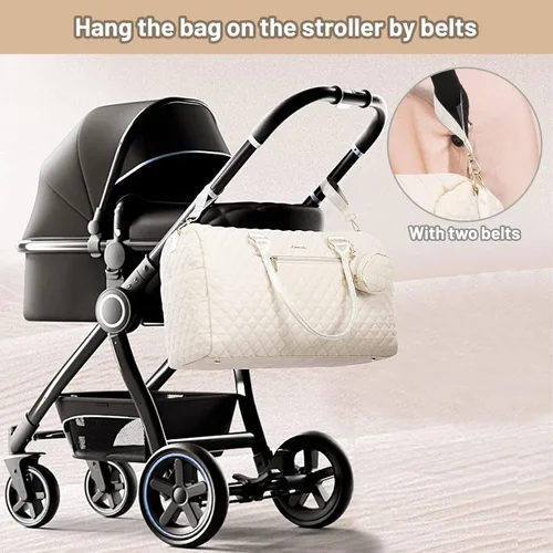 Miniatura 6 de LOVEVOOK - Bolso de pañales con estuche para chupete y cambiador, bolso grande de maternidad para hospital y viajes de fin de semana, bolso