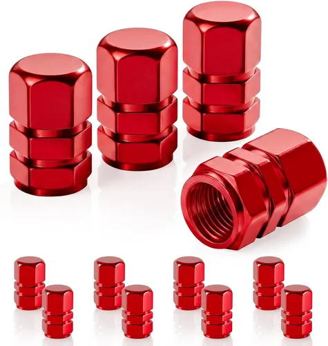 JUSTTOP - Tapones para válvula de neumático de coche, 12 tapas de aire, universales para autos, SUVs, bicicletas, camiones y motocicletas, color rojo