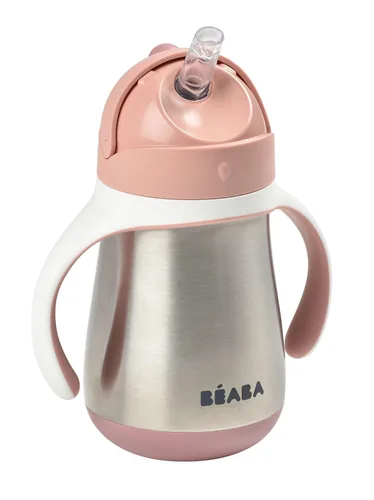 Miniatura 13 de BEABA - Vaso para sorber con popote de acero inoxidable, vasos aislados a prueba de derrames con asas extraíbles, fabricado con acero inoxidable