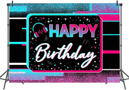 Miniatura 3 de Mocsicka Telón de fondo para fiesta de cumpleaños con temática musical, pancarta para fiestas de baile musical, suministros para fiestas temáticas