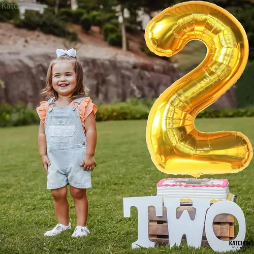 Miniatura 1036 de KatchOn, Globo grande azul número 2 de 40 pulgadas Decoraciones de cumpleaños de Baby Shark para niño de 2 años Globo azul número 2 Globo
