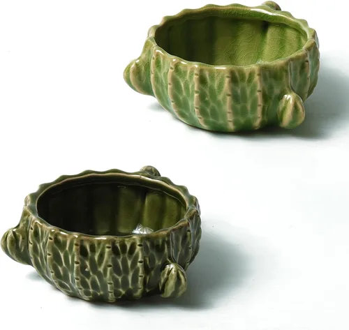 Miniatura 8 de Escondite de cerámica para hámster, enano y sirio con puertas dobles, casa escondida antimordeduras para ratones y jerbos (verde claro)