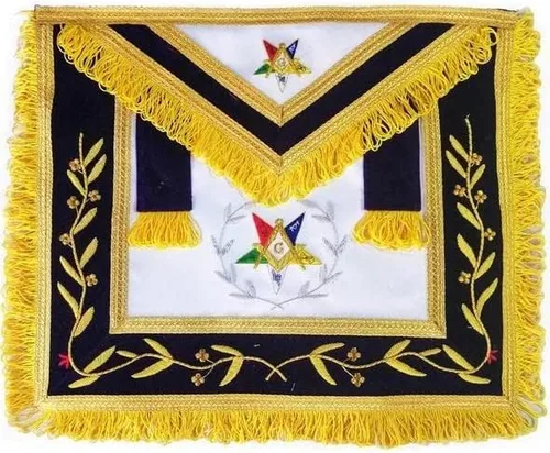 Masonic Regalia Free Mason OES Worthy Patron Delantal y Eastern Star OES Collar OES, alambre bordado a mano, Morado, talla única