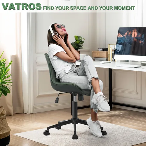 Miniatura 3 de Silla de oficina, silla de escritorio sin brazos con ruedas, ergonómicas y cómodas, sillas de trabajo para computadora de oficina en casa, silla