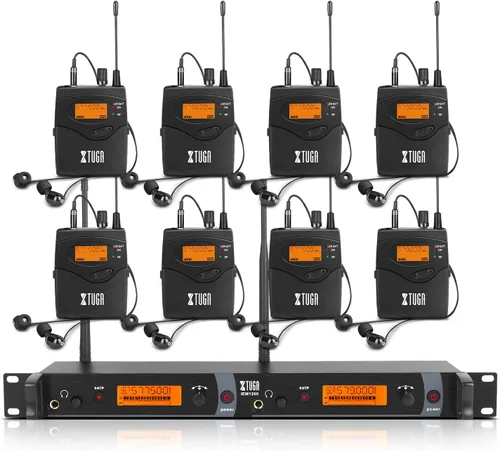 Miniatura 10 de XTUGA IEM1200 UHF Mono Wireless in Ear Monitor System 2 Channel 5 Bodypacks Monitoreo con auriculares, 40 frecuencias, montaje en rack
