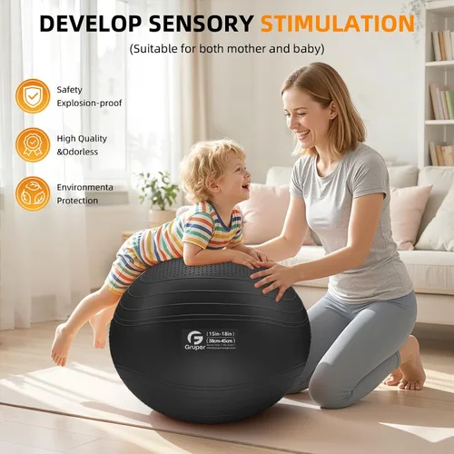Miniatura 6 de Gruper Pelota de yoga, pelota de ejercicio antideslizante extra gruesa para entrenamiento, yoga, embarazo, 4 tamaños de silla anti estallido