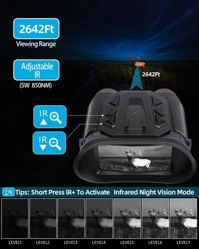 Miniatura 3 de Gafas de visión nocturna montadas en la cabeza Prismáticos de visión nocturna 4K 48MP compatibles con casco con zoom de 16X, brújula/altímetro