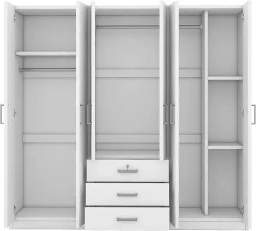 Miniatura 6 de Armario grande de 6 puertas, armario de madera de 70.9 pulgadas de ancho con cajones grandes, armario de dormitorio, vestidor, armario organizador