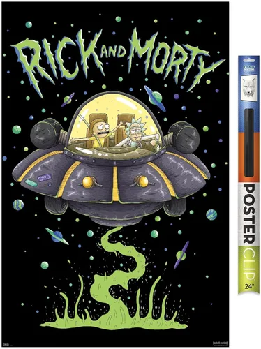 Miniatura 13 de Trends International Rick And Morty - Póster de pared de barco, 14.725 x 22.375 pulgadas, versión enmarcada de madera de granero