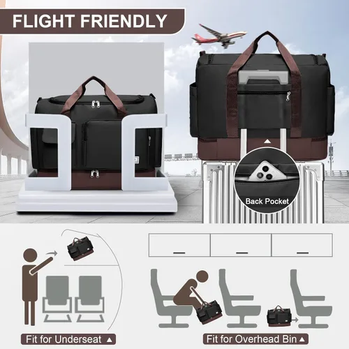 Miniatura 331 de Pequeña bolsa de gimnasio para mujer, bolsa de viaje con compartimento para zapatos