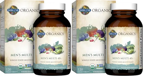 Miniatura 10 de Garden of Life Organics Multivitamina de alimentos enteros orgánicos para hombres de 40 años o más 120 tabletas, multivitamínico vegano para hombres
