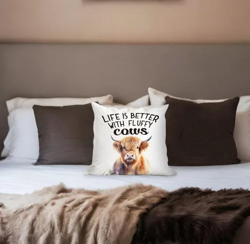Miniatura 2 de huester Fundas de almohada de vaca Highland de 18 x 18 pulgadas, regalos de vaca de las tierras altas del oeste para mujeres y niñas, fundas
