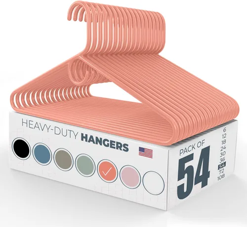 Miniatura 55 de Paquete de 6 perchas de ropa resistentes, fabricadas en los Estados Unidos, perchas de plástico de capacidad de 8 libras para ropa de adultos