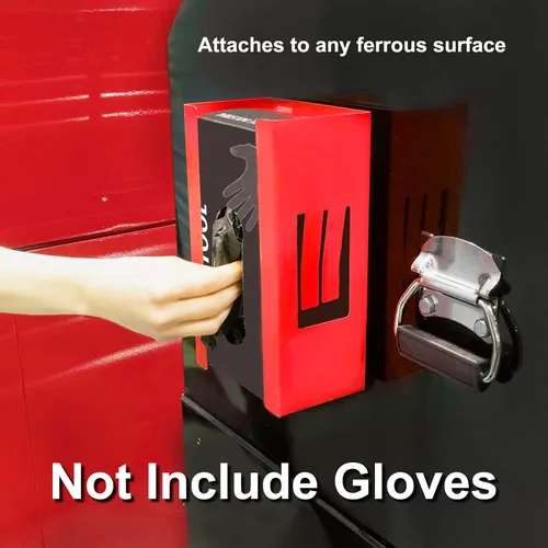 Miniatura 6 de CASOMAN Paquete de 2 dispensadores magnéticos para guantes y pañuelos, negro y rojo, capacidad de 8 libras, montaje en pared, soporte para guantera