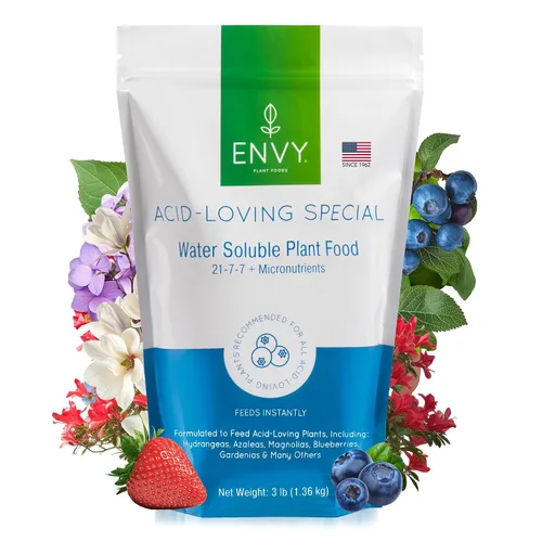Miniatura 4 de ENVY Plant Foods Especial amante de los ácidos Fertilizante soluble en agua Alimento vegetal de hortensias, azaleas y bayas (0.5 libras)