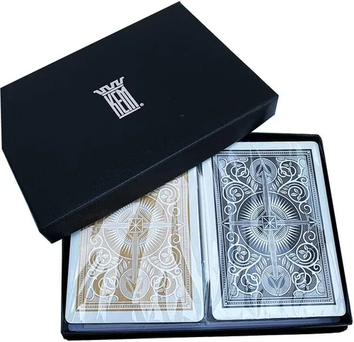 Miniatura 4 de KEM Arrow - Tarjetas de juego con índice jumbo (tamaño de póquer, 2 unidades), color rojo y azul