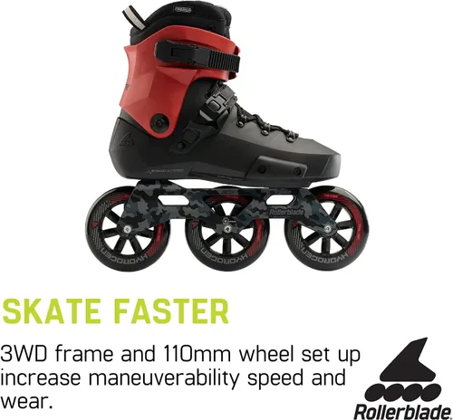 Miniatura 4 de Rollerblade Twister 110 Patines en línea unisex para adultos, color negro/rojo, Urban Performance Patines en línea