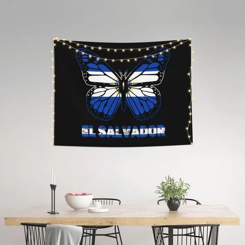 Miniatura 2 de Póster de tapiz de bandera de El Salvador de mariposa de 29 x 37 pulgadas, decoración del hogar, decoración para colgar en la pared, dormitorio