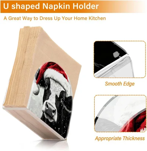 Miniatura 3 de Nander Lindo servilletero de vaca de Navidad para mesas, servilleteros para cocina, servilleteros de mesa, servilleteros de cóctel, soporte