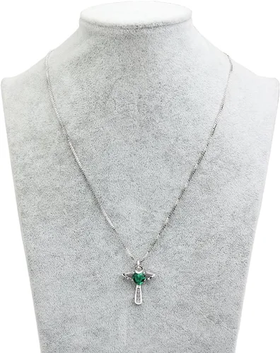 Miniatura 3 de Collar con dije de corazón y piedra natal de ángel, para mujer, circonita cúbica, ala de ángel, dije de corazón, regalo para San Valentín, cumpleaños