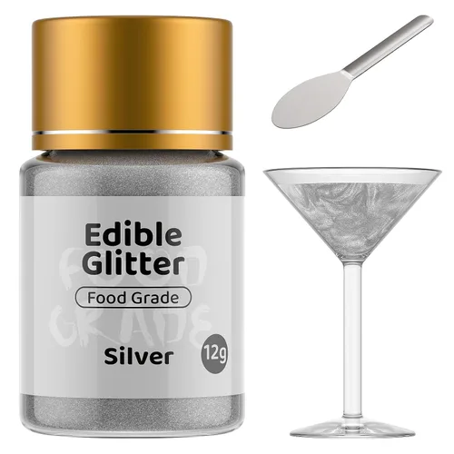Miniatura 18 de Jelife Purpurina comestible dorada iridiscente para bebidas y cócteles, 0.44 onzas (0.42 oz) de bebida vegana brillante con purpurina metálica