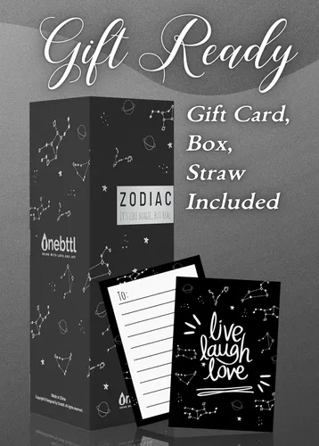 Miniatura 6 de Regalos del zodiaco Onebttl para mujeres, mejores regalos de cumpleaños para amigas, vaso de 20 oz de acero inoxidable, logotipo grabado en negro