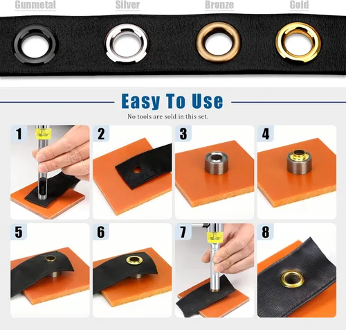Miniatura 6 de Glarks 32 piezas de 0.984 in, 4 colores, ojales de metal grueso con arandelas kit para cuero, lona, lona