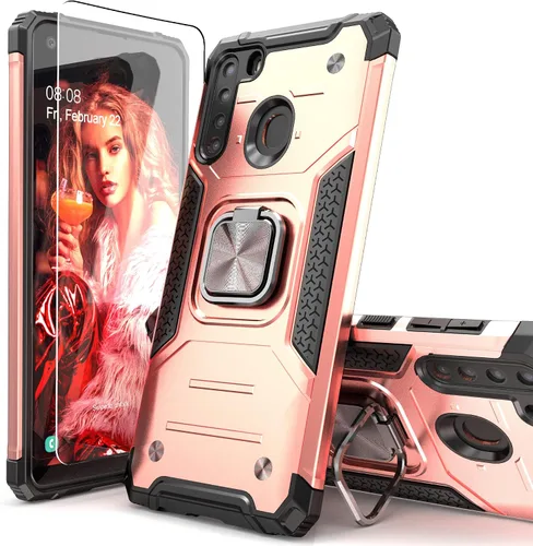 Miniatura 9 de Funda para Galaxy A15 con protector de pantalla negro para hombres y niños, cubierta híbrida de prueba de caídas con soporte para tarjeta de montaje