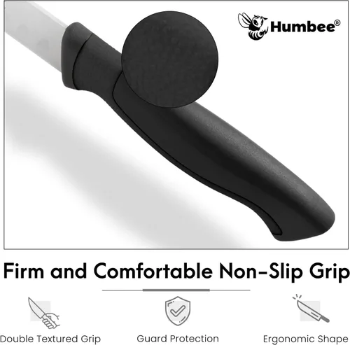 Miniatura 6 de Cuchillo de chef de 8 pulgadas con borde Granton para rebanar jamón y carne de pavo Certificado NSF Hoja de acero inoxidable alemán Mango