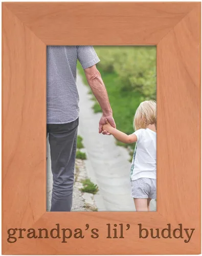 Miniatura 27 de Personalized Gifts Grandpa Gift Grandpa's Lil' Buddy Grandson - Marco de fotos de madera natural grabado de 4 x 6 pulgadas, diseño de paisaje