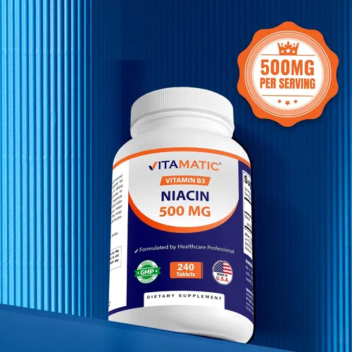 Miniatura 5 de Vitamatic Niacina (vitamina B3) 500 mg, 240 comprimidos - Sin OMG y sin gluten - 480 tabletas (paquete de 2)