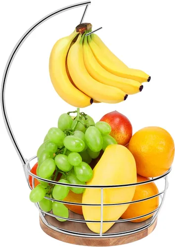 Miniatura 14 de Livabber - Frutero de encimera con colgador de plátanos, cuenco moderno de almacenamiento de frutas y verduras, con soporte de árbol de plátano