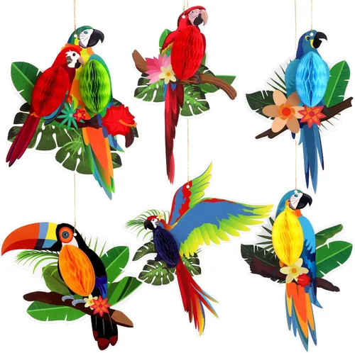 Miniatura 10 de KatchOn, Decoraciones grandes de pájaros tropicales – 12 x 5.3 pulgadas Decoraciones temáticas de selva, decoraciones de fiesta Luau, decoraciones