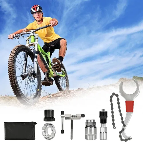 Miniatura 7 de Kit de herramientas para bicicleta, 10 piezas de herramientas profesionales de reparación de bicicletas para bicicleta de montaña con extractor de 6