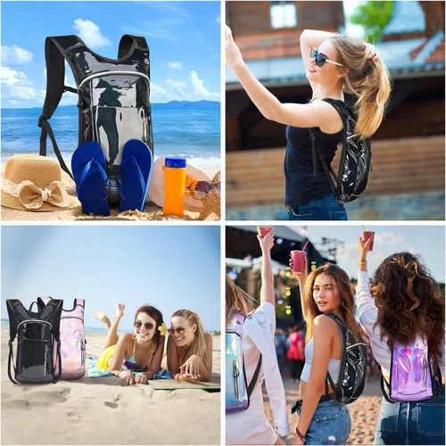 Miniatura 7 de Mochila de hidratación, mochila de agua con vejiga de agua de 2 L, paquete de hidratación esencial para festivales y rave, aislamiento ligero