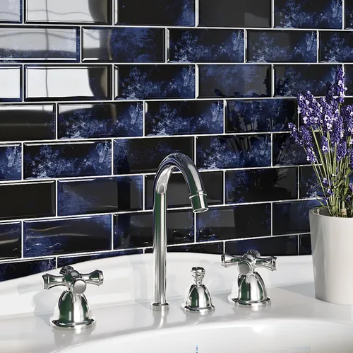Miniatura 10 de Livelynine 16 Azulejos de Oro de Mármol Despegar y Pegar Salpicaduras para Cocina Adhesivos de Azulejos de Pared para Baño Salpicaduras Impermeables
