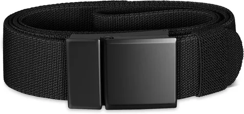 Miniatura 7 de SANSTHS Mens Belt 1.5", Casual Web Golf Ratchet Belts for Men, Stretch Nylon Work Belts with Flip Top Buckle, Black Grey