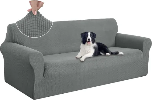Miniatura 56 de U-NICE HOME Funda elástica para sofá, lavable, protector de muebles para sofá de 3 cojines, apta para mascotas (sofá, gris)