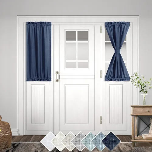 Miniatura 29 de KOUFALL Cortinas de luz lateral para puerta de 72 pulgadas de largo para ventanas laterales, mezcla de lino, protección de privacidad, filtrado