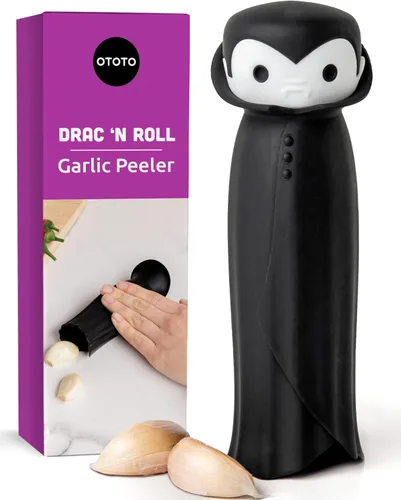 OTOTO Drac N' Roll Vampire Rodillo de Ajo de Silicona, Tubo Pelador de Ajo de Silicona, Rodillo de Tubo de Silicona para Halloween - Accesorio de